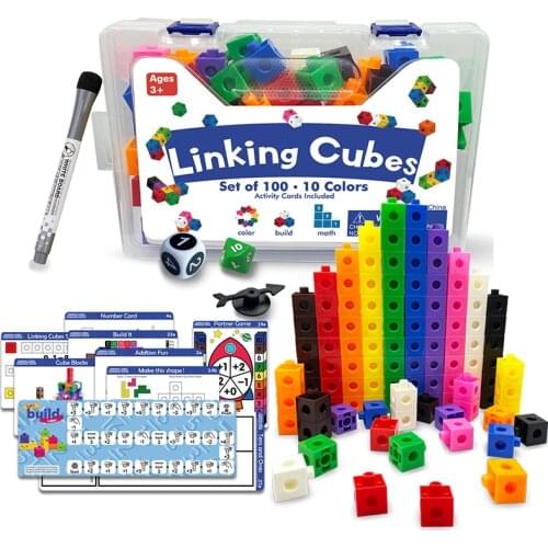 New Rainbow Montessori Math Link Building Blocks Educational Toy Boxed 10 Color Ribbon Graphic Card Mathematical Toy
