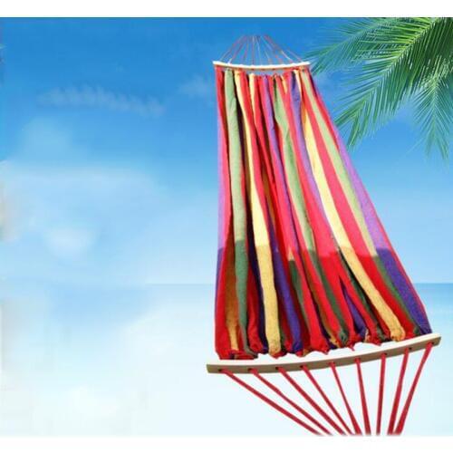 Portable Hammock Outdoor Swing Chair Garden Sports Home Travel Camping Swing Canvas Stripe Hang Bed Hammock