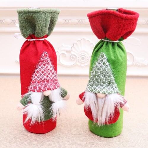 Christmas Wine Bottle Cover Christmas Home Decorations for Home 2022 Merry Christmas Ornament New Year Party Xmas Navidad Gifts