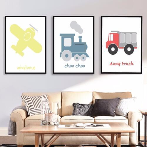 Modern Transportation Nursery Canvas Art Print Painting Poster Wall Pictures For Kids Room Home Decorative Wall Decor No Frame