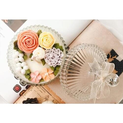 Glass Candle Holders Elegant Heavy Glass Tealight Holders,Clear Round Glass Cube Decoration for Ceremony Wedding Centerpiece