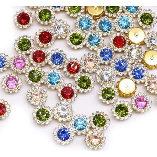 100 Claw Cup Glass Rhinestones Strass Shiny Crystals Stones Trim Gold Base Sew on Rhinestones For Clothes DIY Sewing Accessories