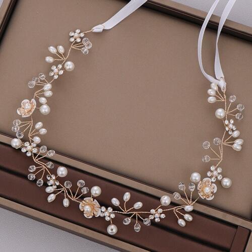 Bridal rhinestone pearl headpiece hair band foreign trade pearl hair comb act wedding accessories