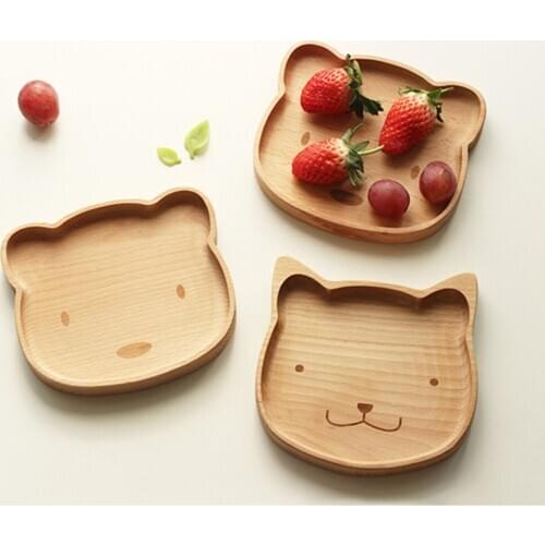 Creative Wooden Tray Plate for Food Wood Dish Cat Bear Cute Animal Tableware fit for Dessert Bread Tea Tray Fruit Snack Decor