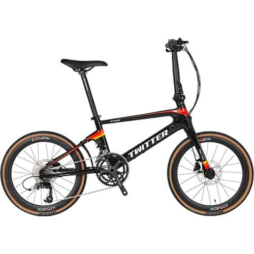 Twitter Folding Bike 22 Inch F451 Bicycle Carbon Fiber 22s Hydraulic Disc Brake Ultralight Portable Cycling For Ladies Kid