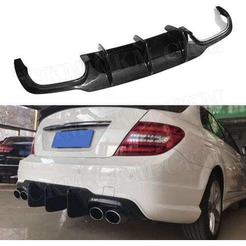 C Class Carbon Fiber Rear Lip for Benz W204 C63 AMG C300 Sport 2012-2014 Rear Bumper Diffuser Spoiler Four Outlet FRP