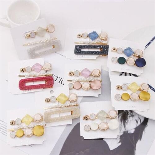 New 3PCS/Set Hair Clips For Women Fashion Sweet Girl Simple Korean Style Hairpin Alloy BB Handmade INS Headband Hair Accessories