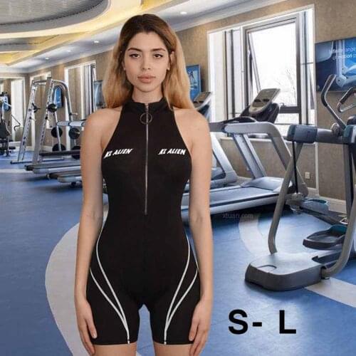 Sleeveless Women Fitness Clothes One Piece Sportswear Seamless Legging Shorts High Neck Zipper Tights Female Workout Clothing