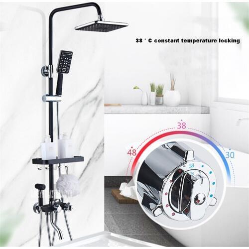 ZJ-3193 Brass Rain Shower Set Multifunctional Four Gear Adjustment Intelligent Constant Temperature Control Hand Shower Kit