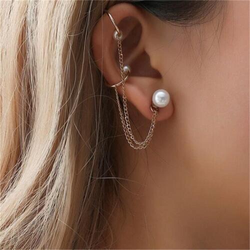 1PC Pearl Tassel Clip Earrings For Women Simple No Pierced Ear Cuff Chain Earrings Fashion Jewelry Party Gift Wholesale