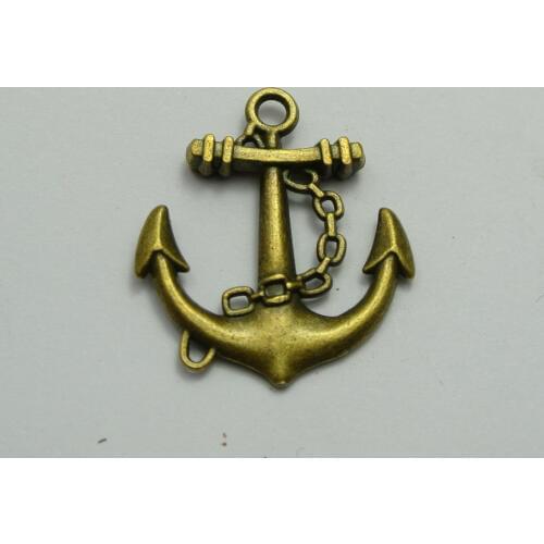 10 Large Bronze Tone Alloy Anchor Pendants Connector Charms 30X26mm