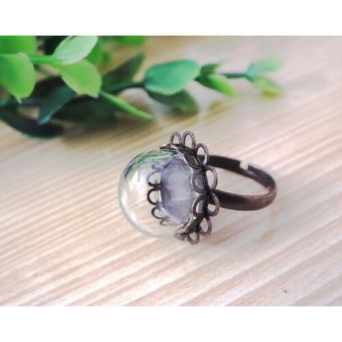 10sets 15mm glass globe & bronze plated ring flower finding set glass global set glass vial glass cover jewelry findings