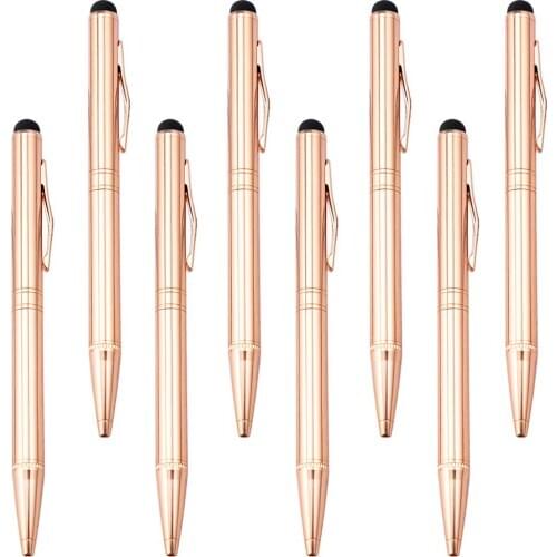 10pcs/lot Popular Student Stationery Promotional Rose Gold Metal Screen Touch Ballpoint Pen with Custom Logo