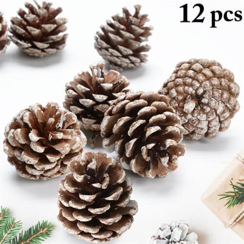 12pcs Cute Mini Pine Cones Photo Props Accessories Christmas Decoration Tree Toppers Pinecone Xmas New Year DIY Party Decoration