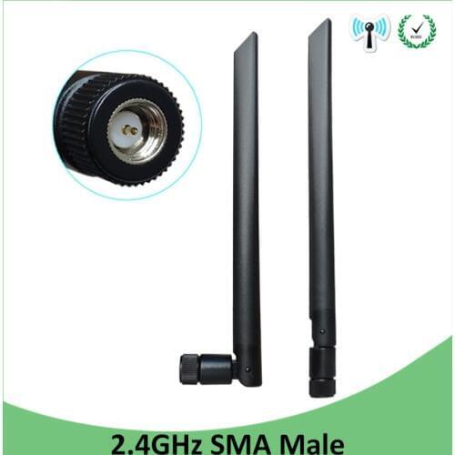 2.4 GHz WiFi Antenna 2pcs 5dBi Aerial SMA Male Connector 2.4ghz antena wi fi antenne 2.4g For Wireless Router Wifi Booster