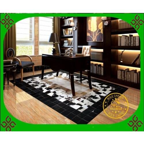 Free shipping 100% natural genuine cowhide carpet tile