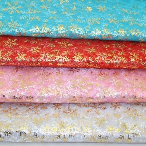 Frozen gold snowflake organza shining hearts glitter tulle party wedding birthday decoration fabric 3meters/lot
