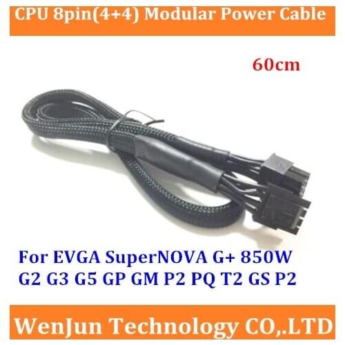 Black sleeved 60cm CPU 8pin(4+4) modular power supply cable for For EVGA SuperNOVA G+ 1600W 850W G2 G3 G5 GP GM P2 PQ T2 GS P2