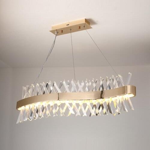 Wave design long crystal chandelier LED lamp AC110V 220V lustre cristal kronleuchter home lighting bar light