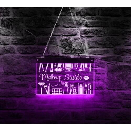 Makeup Studio Electric Display Sign Girly Accessory Advertisement Board Vanity Beauty Salon LED Lighting Wall Sign Fashion Decor