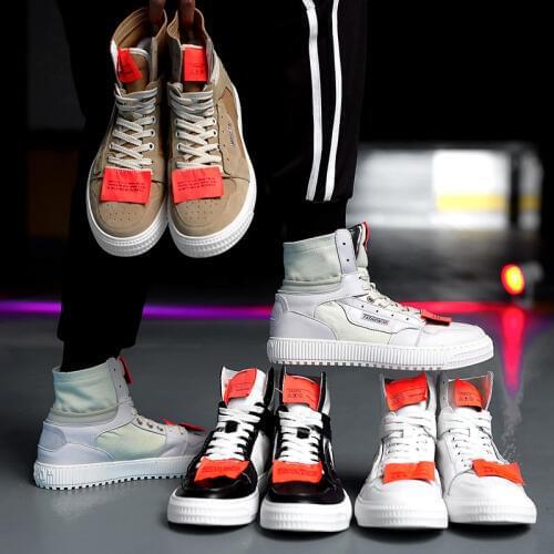 Ins fire shoes mens shoes breathable Korean fashion high canvas shoes mens casual shoes in autumn and winter 2018