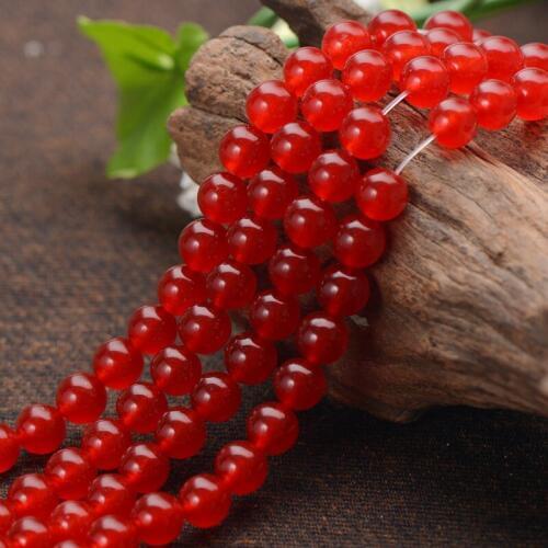 Joanlyn Grade A Natural Red Jade Beads 6mm 8mm 10mm 12mm Smooth Polished Round 15 Inch Strand JA32