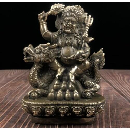 China brass Ride dragon Tibetan Buddha crafts statue
