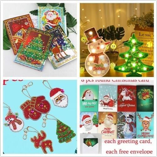 Hot sale christmas tree decoration gift 5d diamond painting Christmas Keychain / Greeting Card christmas decorations for home