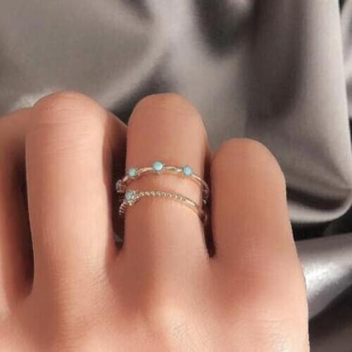 Fashion Double Layer Ring Zircon Open Adjustable Size Gold Color Rings For Women Anel Jewelry Anillos Jewellery Crystal Ring