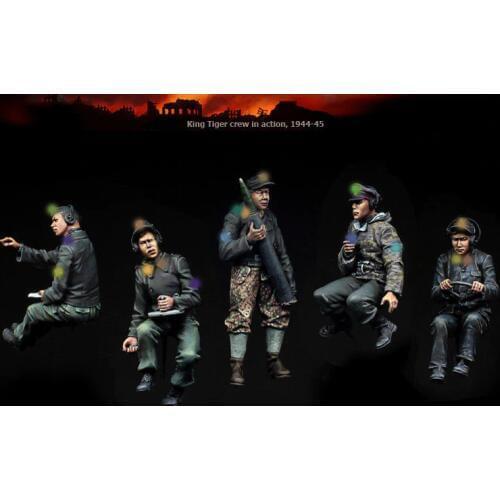 Unpainted Kit 1/35 King Tiger Crew in Action (5 figures) (NO TANK) Resin Figure miniature garage kit