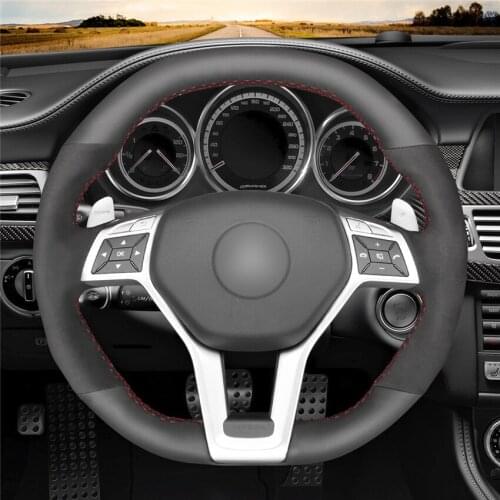 DIY Anti-Slip Wear-Resistant Steering Wheel Cover For Mercedes-Benz A45 AMG CLS63 AMG 2012-2013 Car Interior Decoration