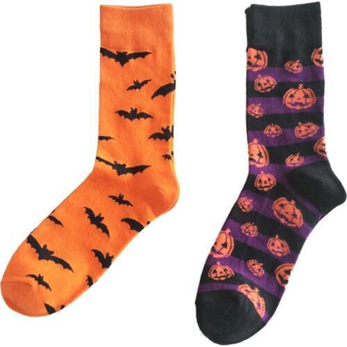 2020 HOT print socks Halloween Party Pumpkin Bat Print Men Breathable Cotton Middle Tube Crew Socks/mens socks/funny socks/Prin