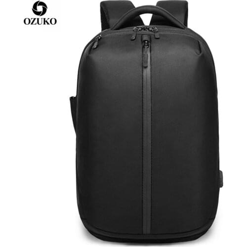 OZUKO Large Capacity Male Business Bags Anti Theft Laptop Backpack USB Charging Travel Bag Men Waterproof Back Packs Casual 9080