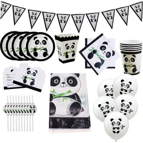 Panda Birthday Party Table Set Cartoon Bamboo Paper Cups Plates Towels Baby Shower DIY Decoration Gift Supplies Birthday Party