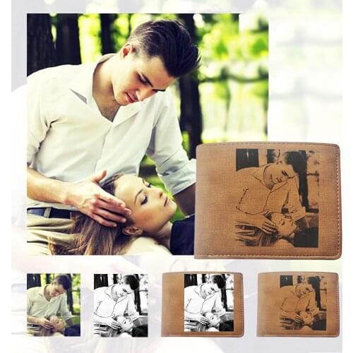 Personalized Photo PU Leather Wallet Men Credit Business Card Holders Purses Custom Party Gift For Boyfriend Male Fathers Day