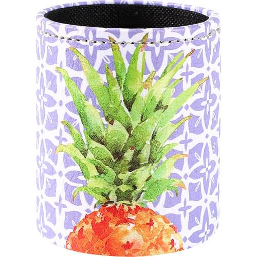 LINKWELL Modern Pineapple Pen Holder Stand for Pencil Cup PU Leather Desk Organizer Makeup Brush Holder Gift for Home Office