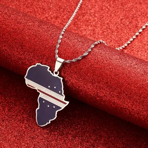 African Original Cabo Verde Map Pendant Necklaces Map Jewelry Stainless Steel African Map