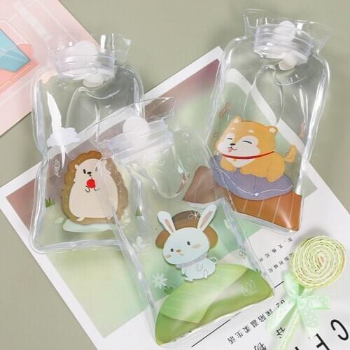 Transparent Hot Water Bottle Warm Belly Treasure Cute Cartoon Hand Warmer Filled Mini Explosion-proof Portable Hot Water Bags
