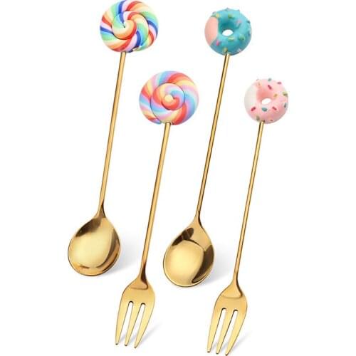 Stirring Spoon Fruit Fork with Innovative Lollipop and Cute Donut Shaped for Dessert Shops Kitchen,Dining & Bar LBShipping