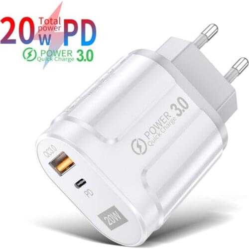 PD 20W Fast Charger For IPhone 12 Samsung Xiaomi EU US Plug 3A Mobile Phone Charger USB3.0 USB Wall Charger Travel Charger