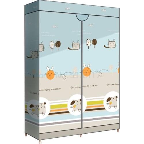 Installation free cloth cabinet full steel frame folding simple steel pipe thickening and thickening reinforced storage cabinet