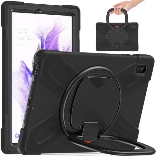Silicone Shockproof Case for Samsung Galaxy Tab S7 FE 5G SM-T730 T735 T736 T736B Rotate Stand Cover Holder with Handle