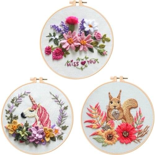 Horse Embroidery Starter Kit for Beginners, Squirrel Embroidery Kits, Contains all Embroidery Tools, English Description