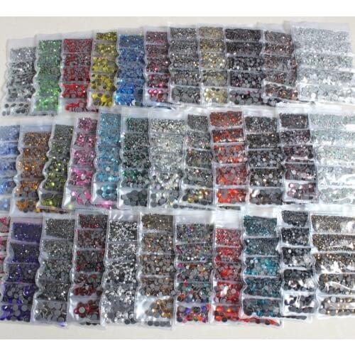 HotFix Rhinestones 2000pcs Mix Size High Quality Shiny Crystal AB crystals Strass Stone Glue Back Iron On Rhinestones For Clothe