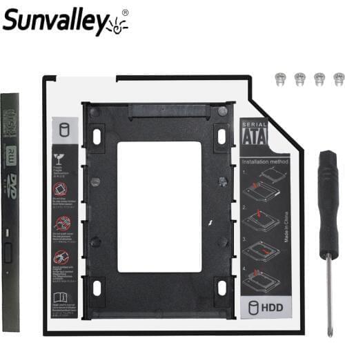 Sunvalley New 12.7mm Universal 2nd HDD Caddy 2.5" SSD HDD Case SATA 3.0 For Notebook Laptop