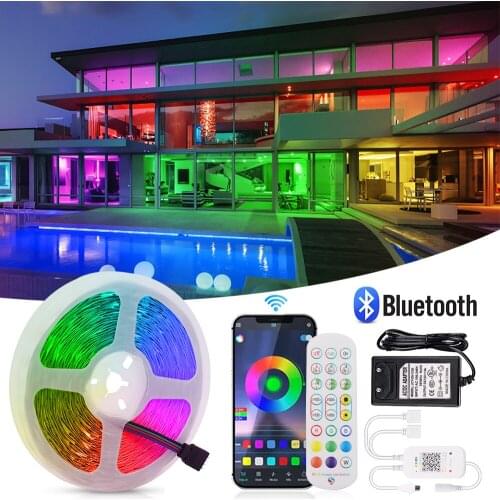 RGB 5050 LED Strip Light DC12V 30Leds/m Bluetooth Music Led Ribbon Tape 5M 10M 15M Flexible Led Lights Lamp With Power Supply