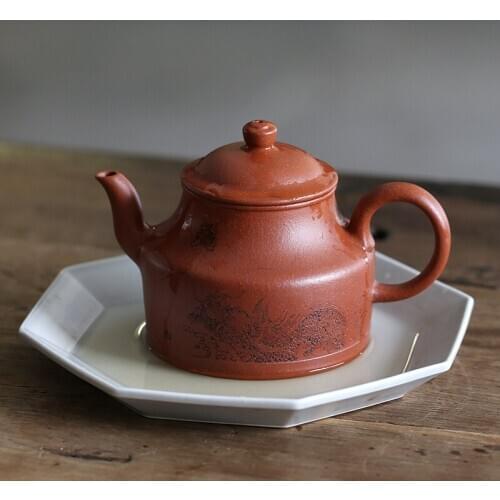 Yixing raw ore purple clay pot full hand molding old material downhill mud high holding pot 290cc old flavor atmosphere