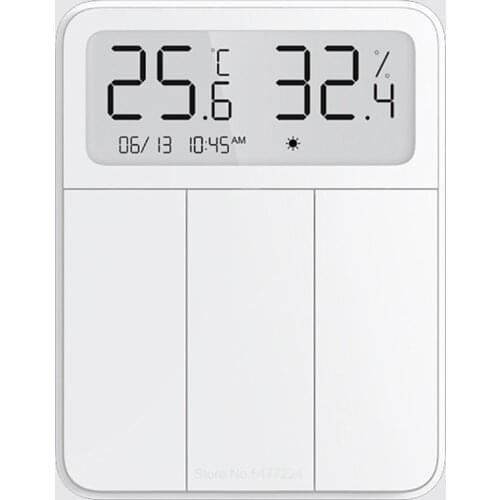 Xiaomi Mijia Smart Screen Display Wall Switch Wireless Key Switch Temperature Humidity Display Three Open With APP Control Open