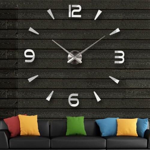 3D Mirror Wall Clock Modern Design Creative Acrylic Quartz Wall Clocks Stickers for DIY Home Living Room Office Decorations