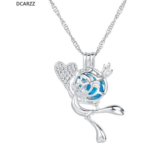 Tweety Bird Pearl Cage Necklace Cartoon Heart Charm Pendant Necklace Women Pearl Necklaces Locket Kids DIY Jewelry Wholesale